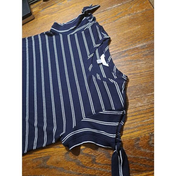 XL Lauren Conrad Blue White Striped Casual Short Sleeve Dress - Picture 2 of 4